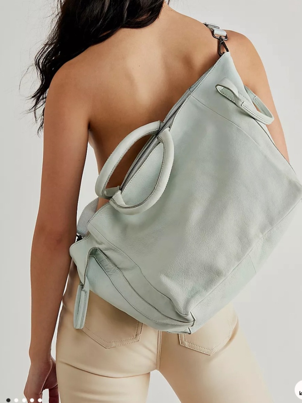 Free People Leslie Leather Tote Bag Oversized